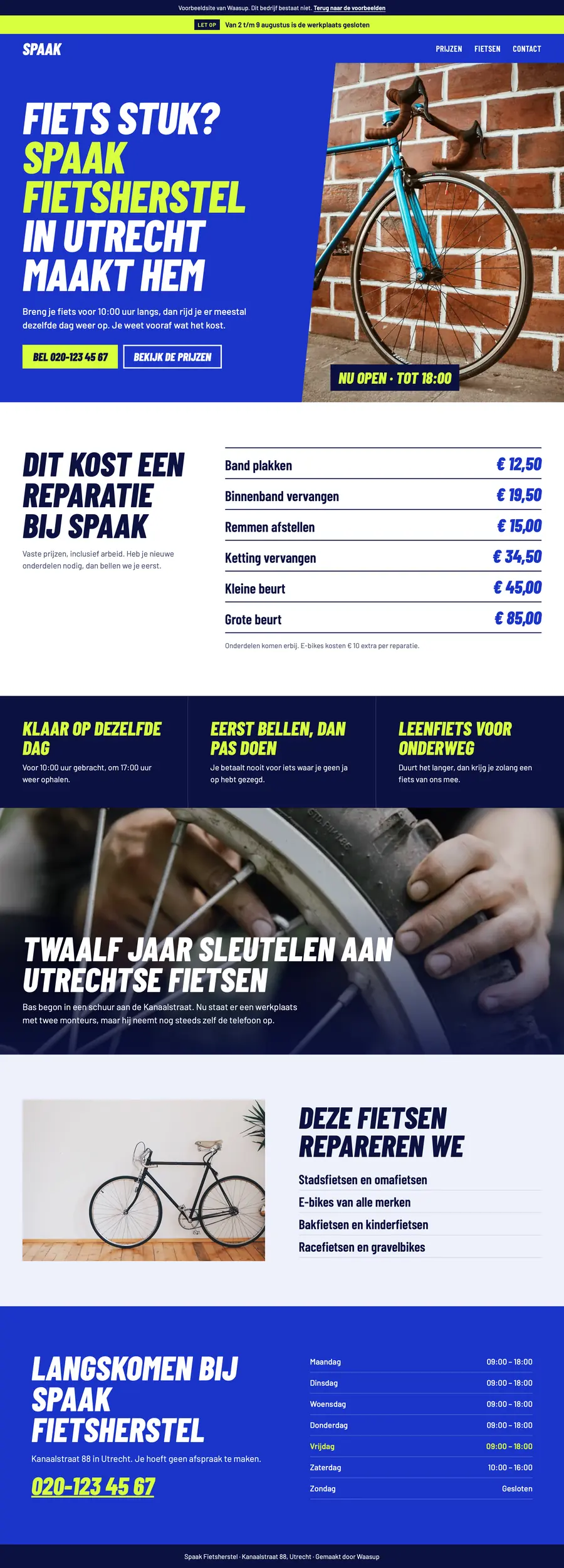 Voorbeeldsite van Spaak Fietsherstel